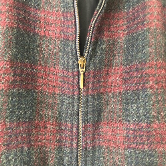 Vintage International Scene Wool Plaid Zip Front Moto Jacket Red Grey 12 - Picture 4 of 8